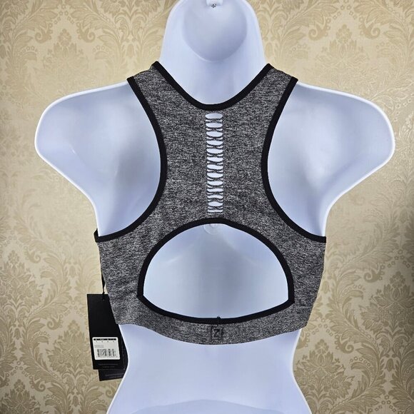 Zobha Size XL Gray Heather Black Trim Pull On Sports Bra Low Impact NWT - Picture 5 of 15